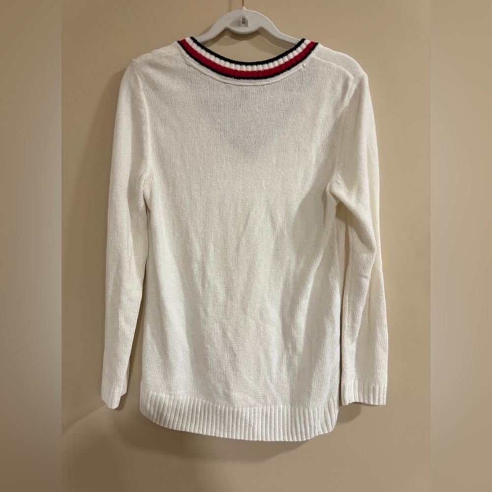 Tommy Hilfiger White V-Neck Sweater​​​ - Picture 2 of 4